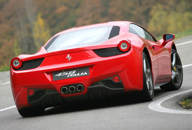 Red Ferrari 458 Italia — Dynamic, Autumn