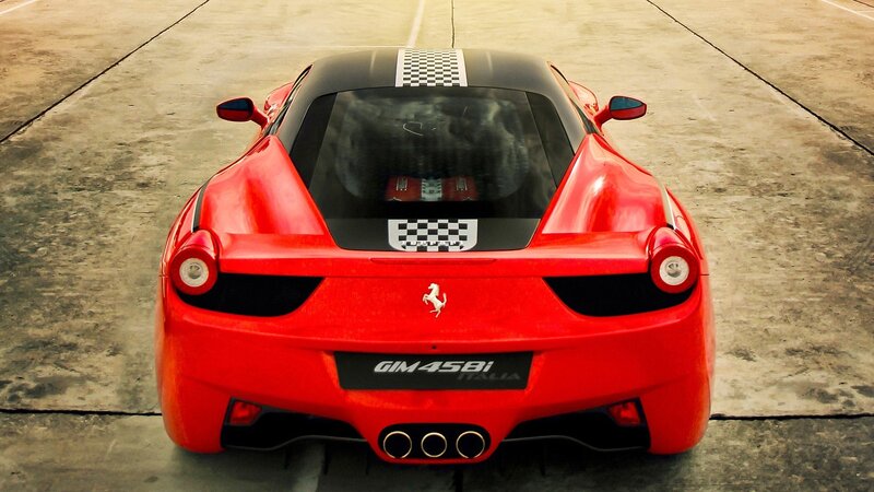 Red Ferrari 458 Italia rear view