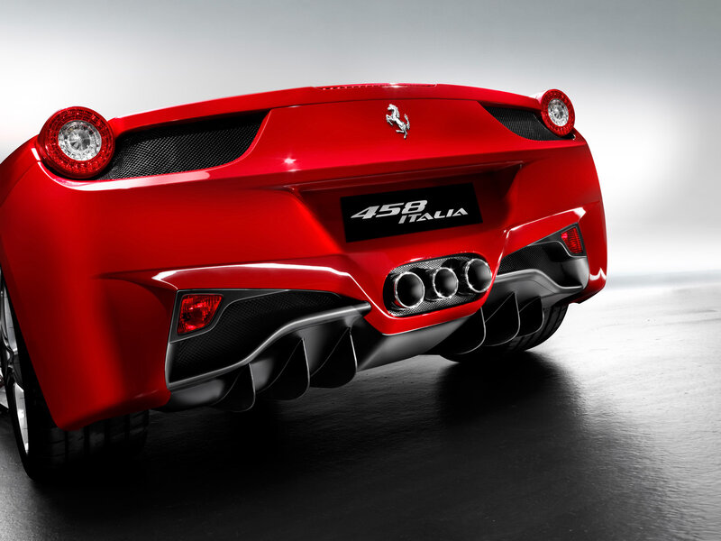 Red Ferrari 458 Italia rear view