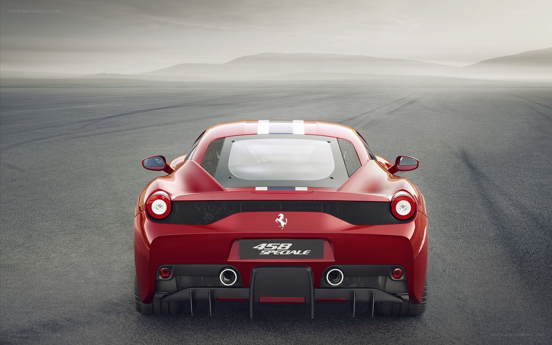Red Ferrari 458 Speciale rear view