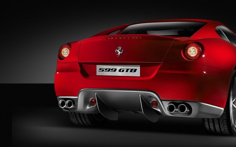Red Ferrari 599 GTB rear view