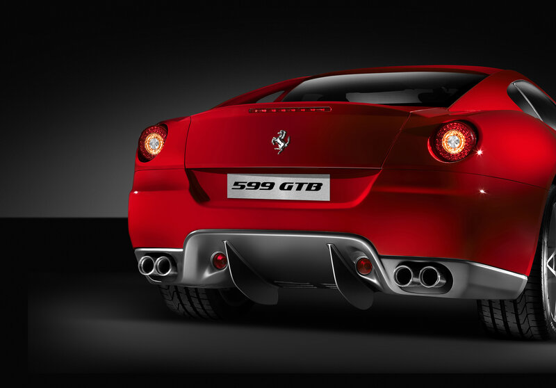 Red Ferrari 599 GTB rear view