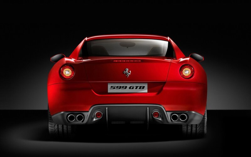 Red Ferrari 599 GTB rear view