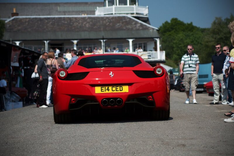 Red Ferrari at a car show