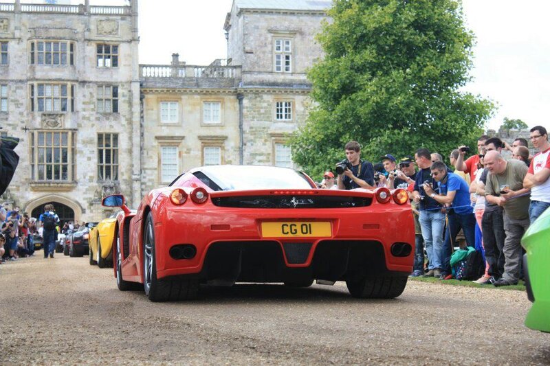 Red Ferrari at a car show