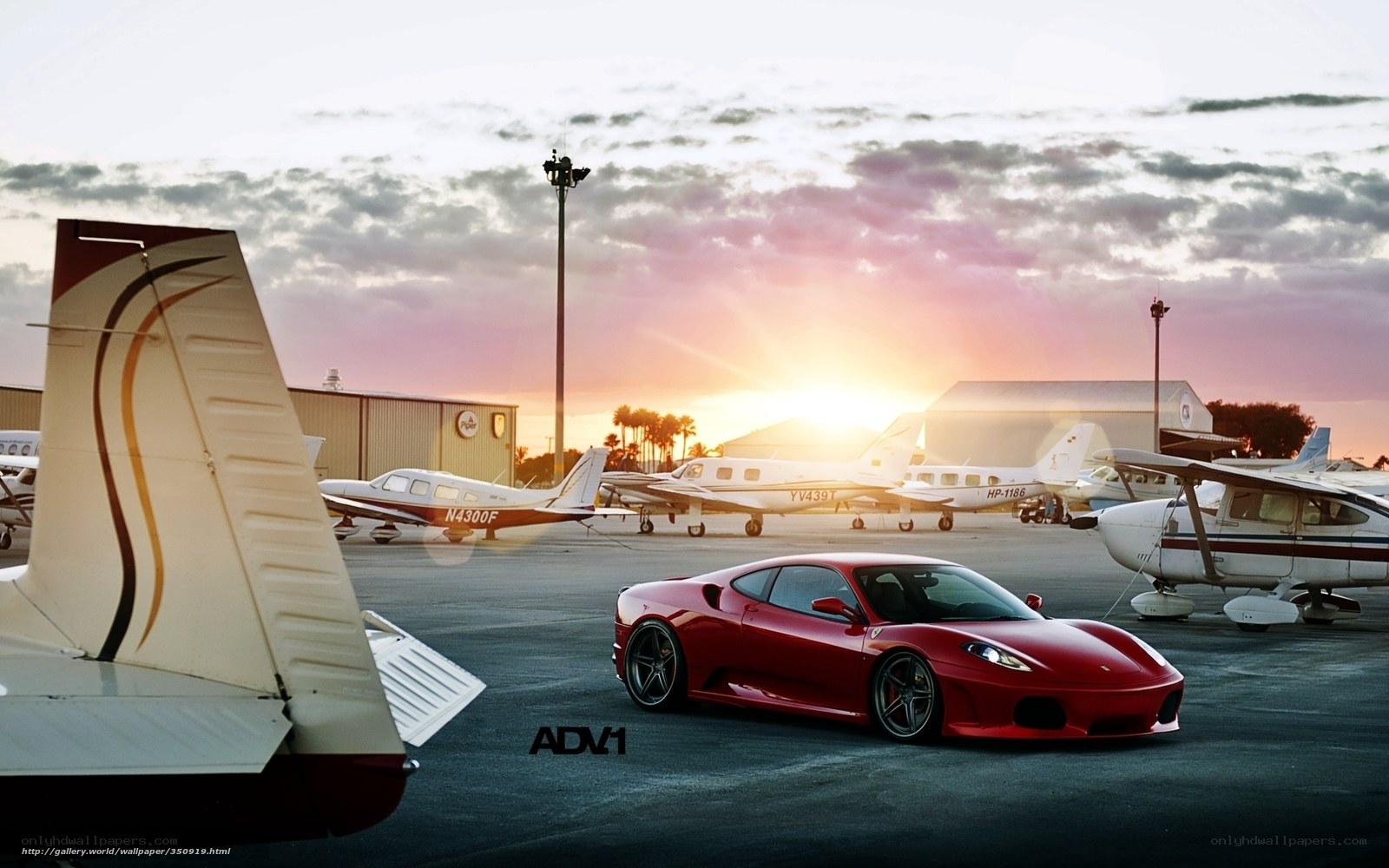 Red Ferrari at Airfield