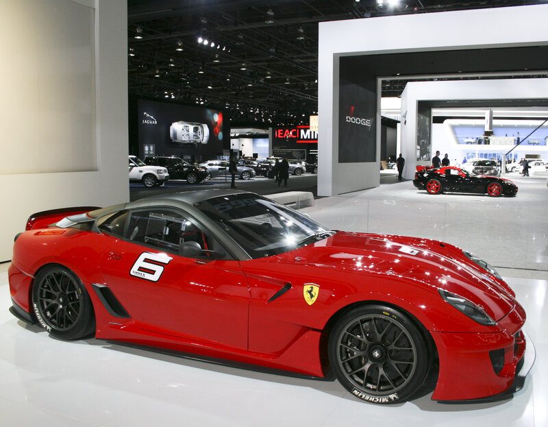 Red Ferrari at auto show
