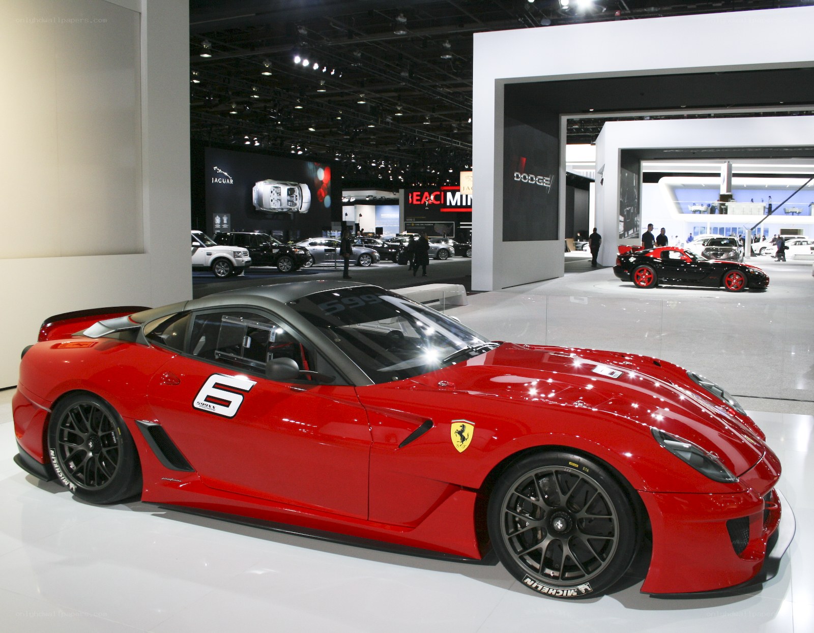 Red Ferrari at auto show
