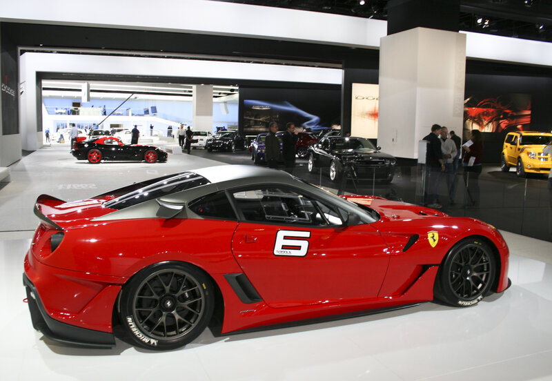 Red Ferrari at auto show
