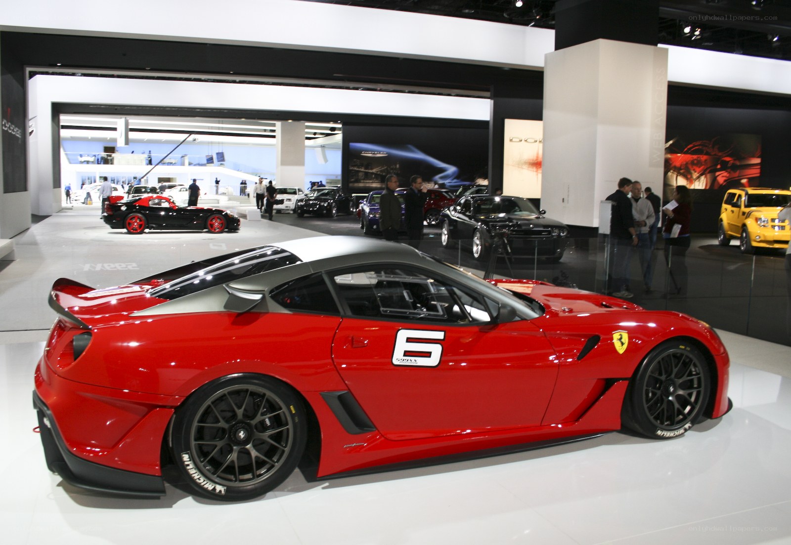 Red Ferrari at auto show