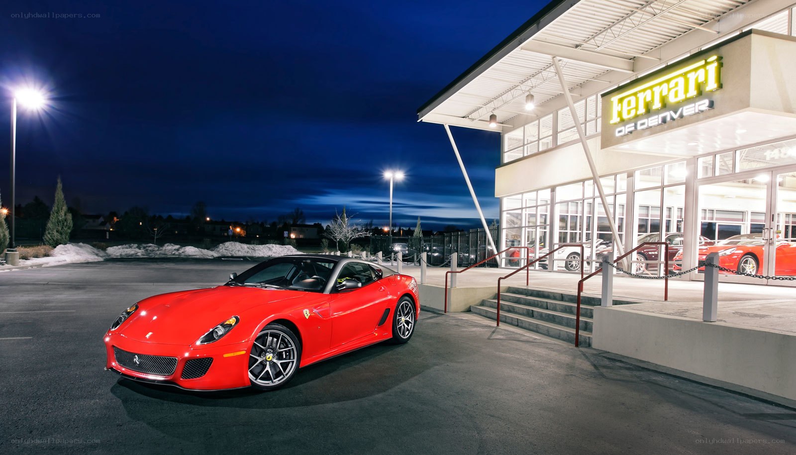 Red Ferrari at dealership