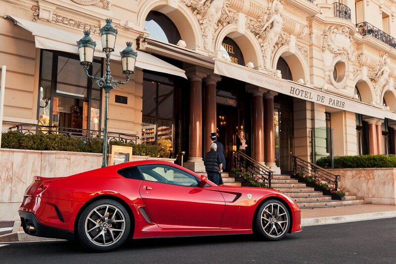 Red Ferrari at Hotel de Paris