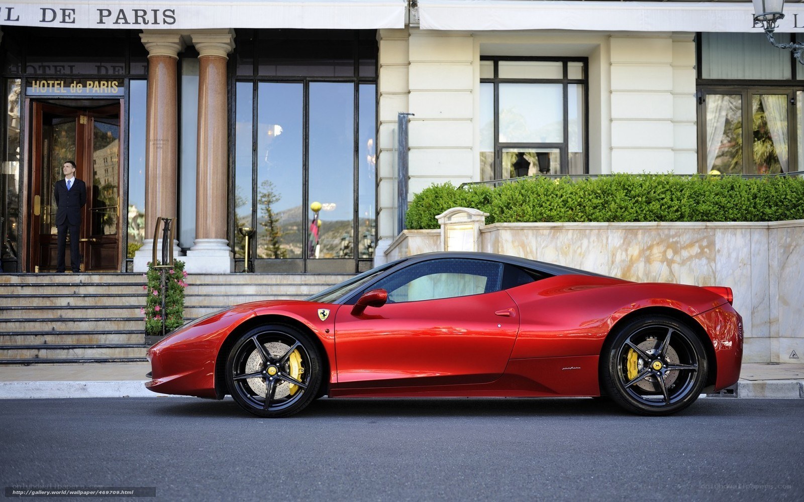 Red Ferrari at Hotel de Paris