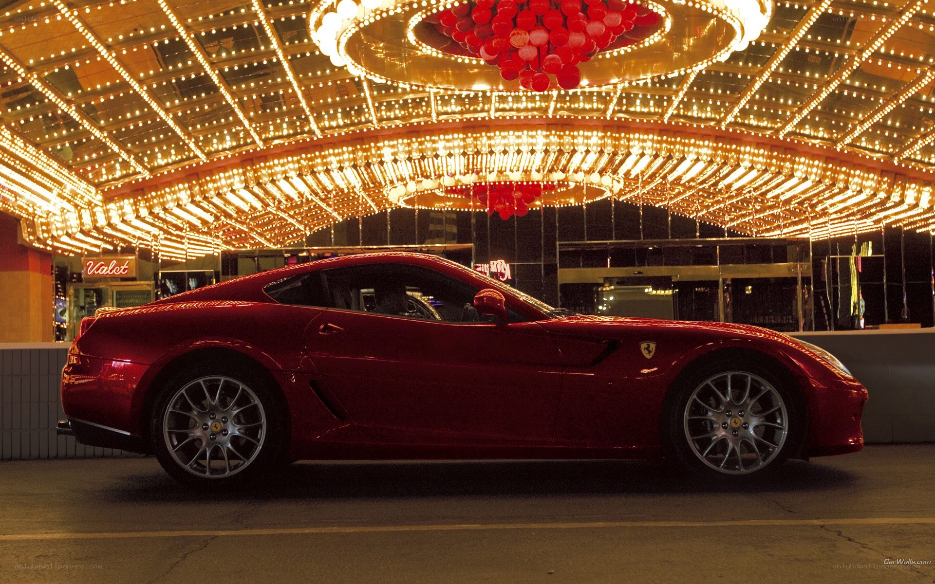 Red Ferrari at night
