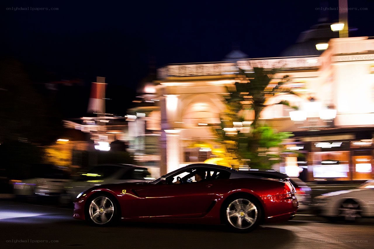 Red Ferrari at night