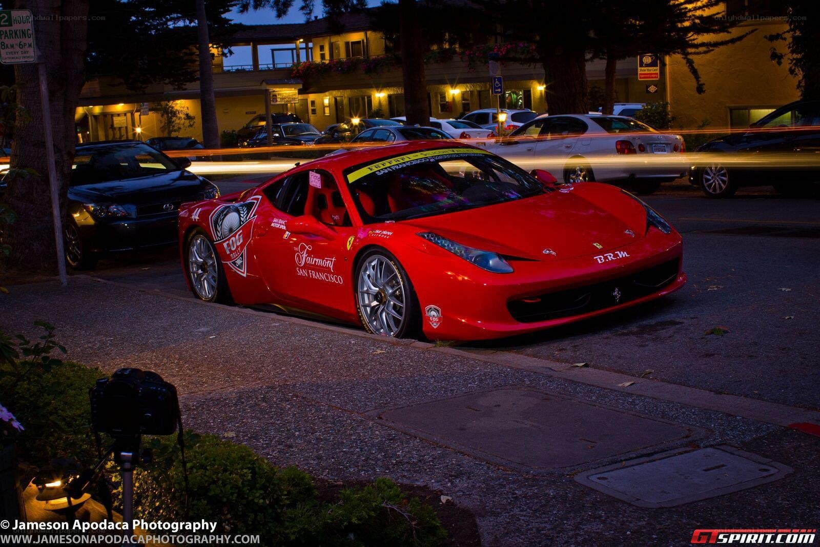 Red Ferrari at night