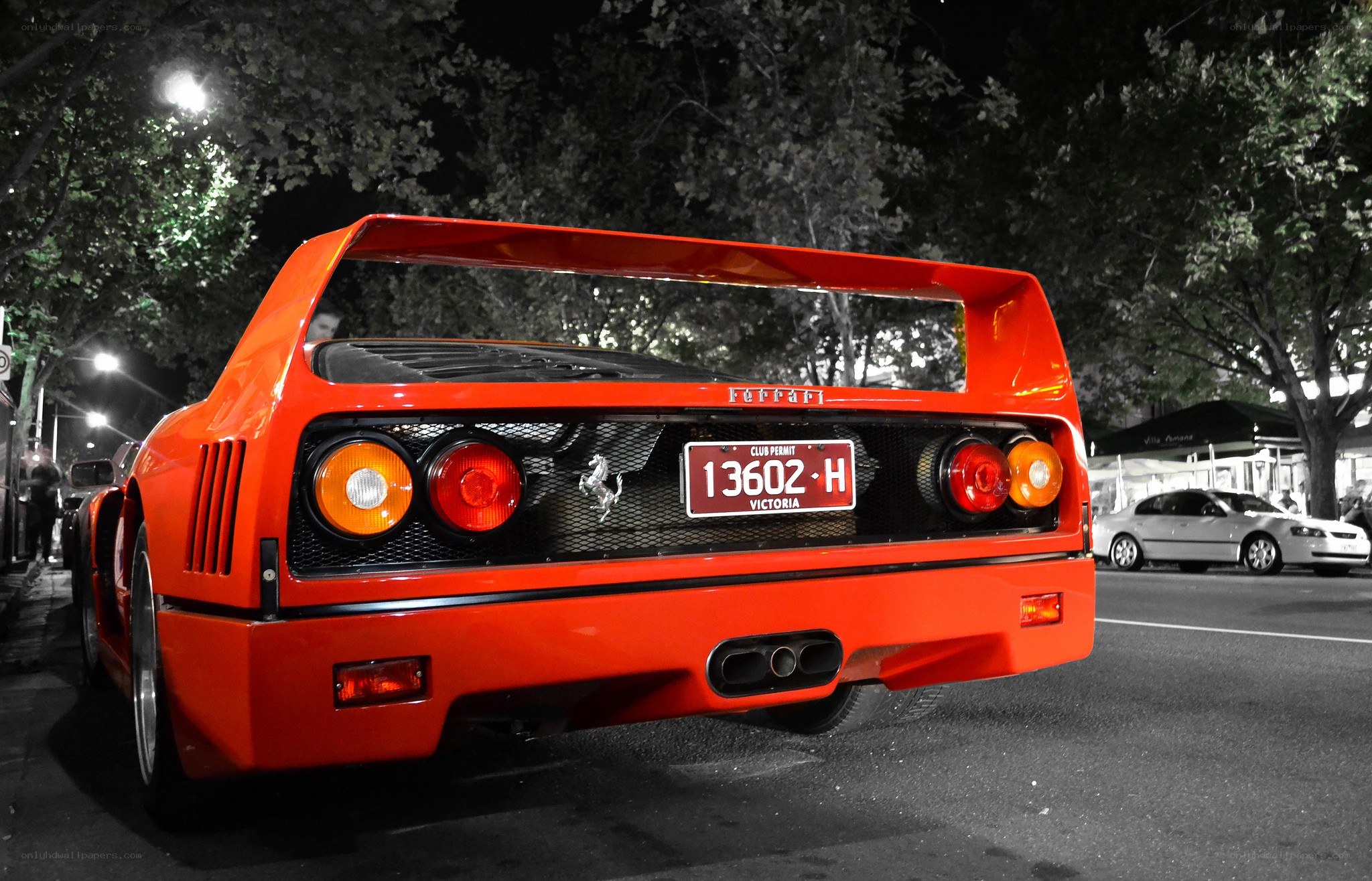 Red Ferrari at night