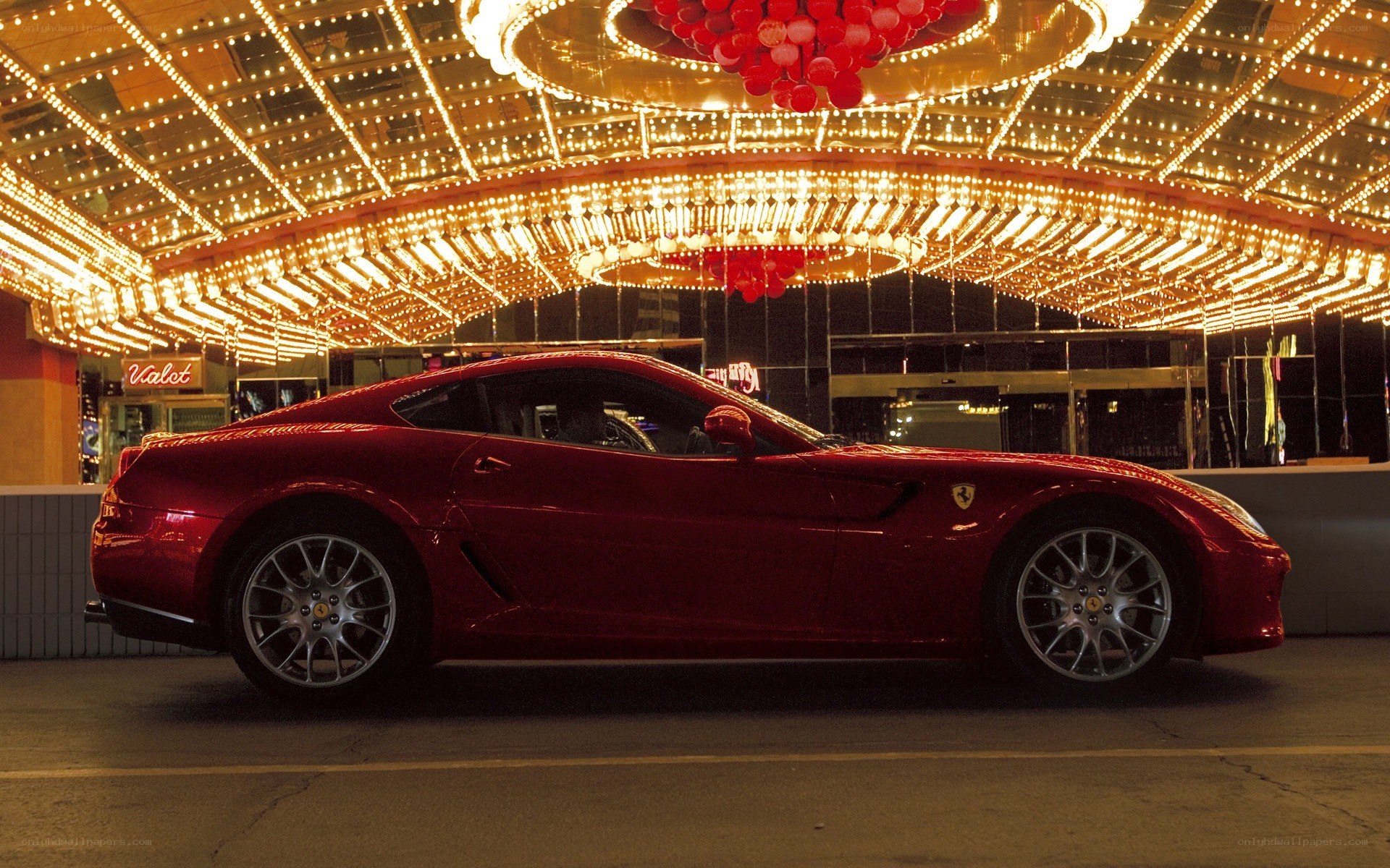 Red Ferrari at night