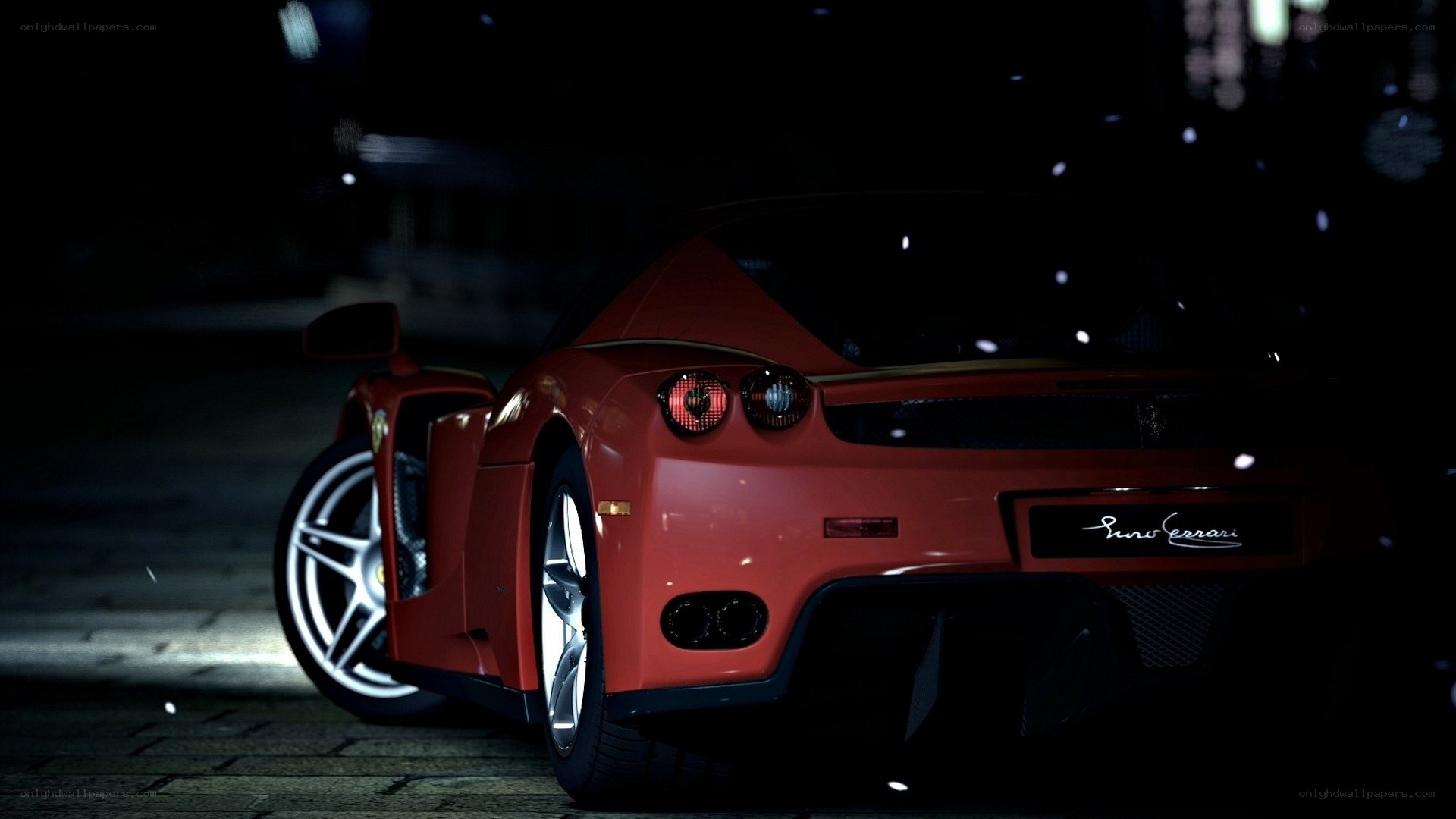red ferrari at night
