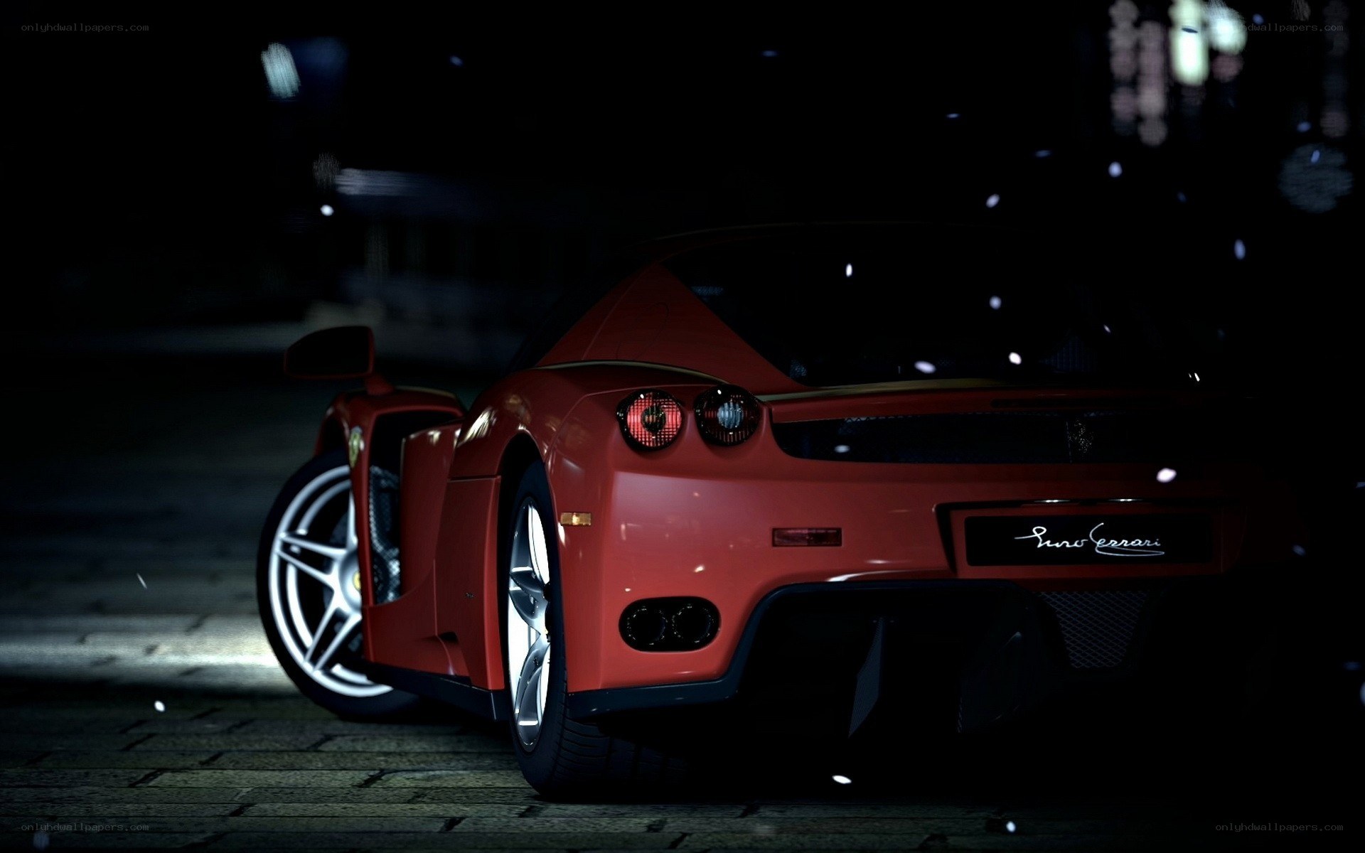 Red Ferrari at night