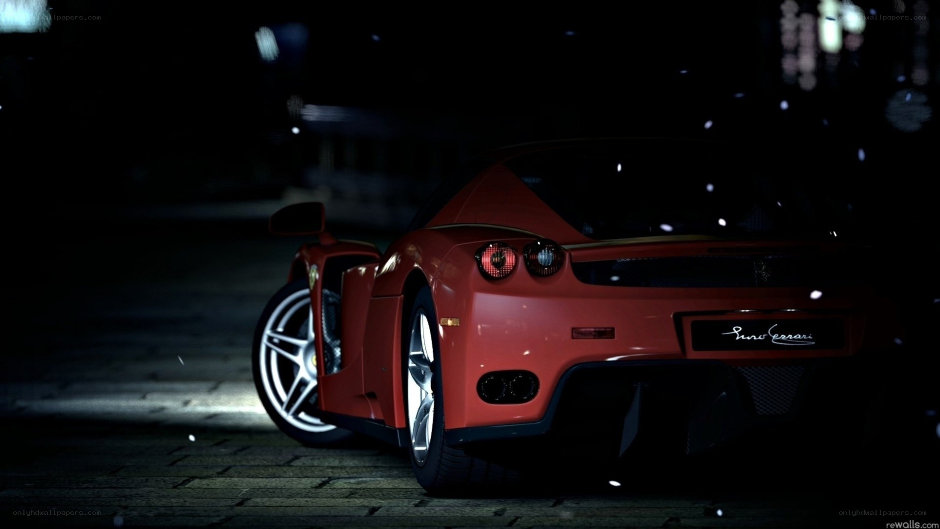 red ferrari at night