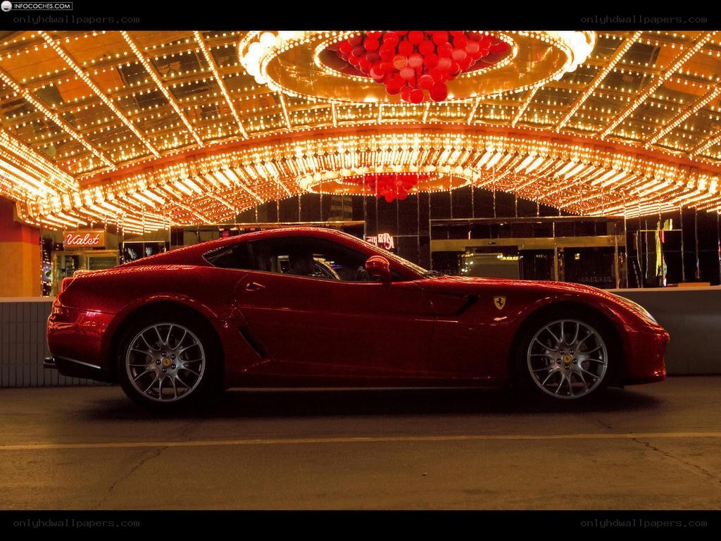 Red Ferrari at night