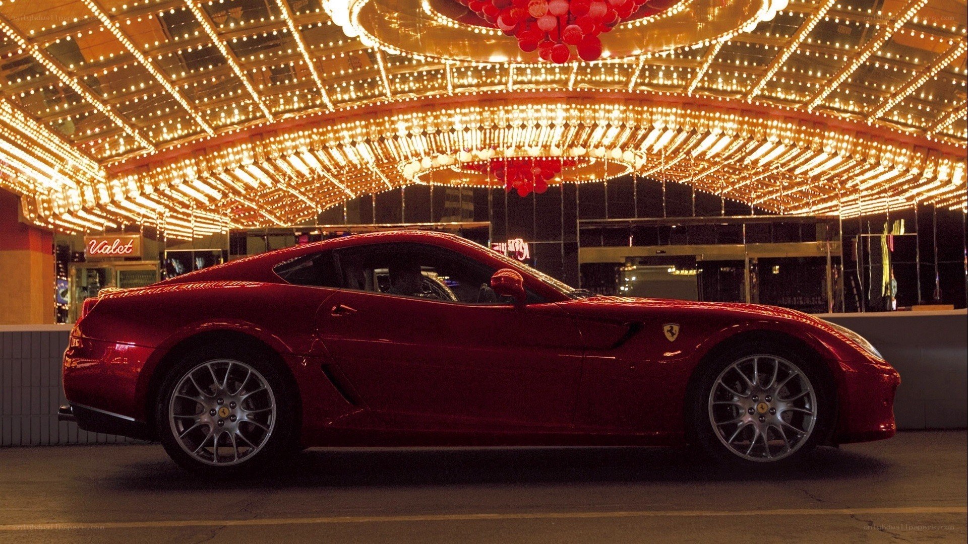 Red Ferrari at night