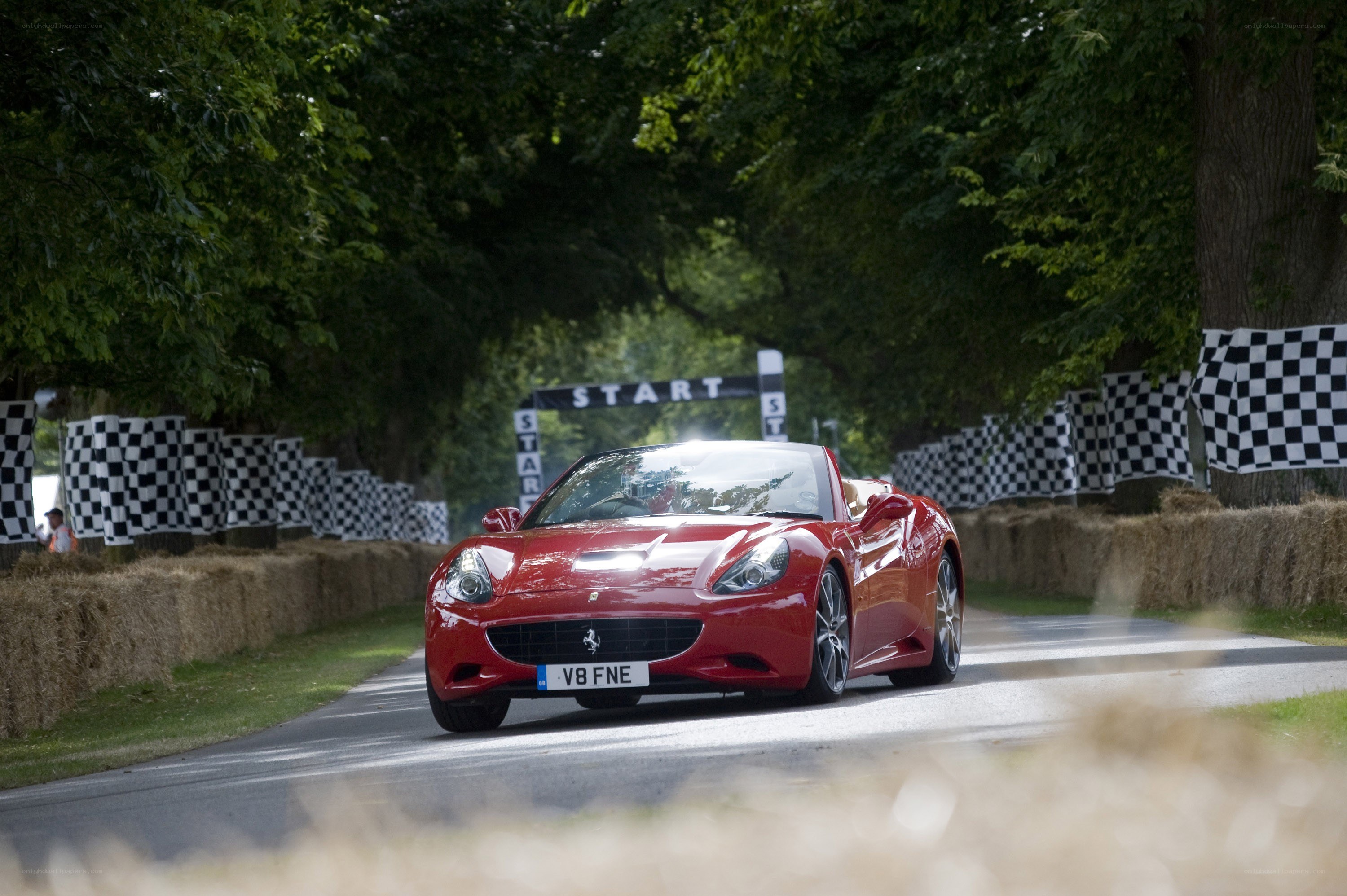 Red Ferrari at start line