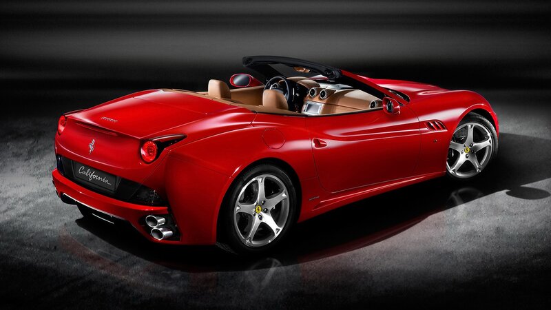 Red Ferrari California — Dramatic, Photograph, Car, Convertible, Interior