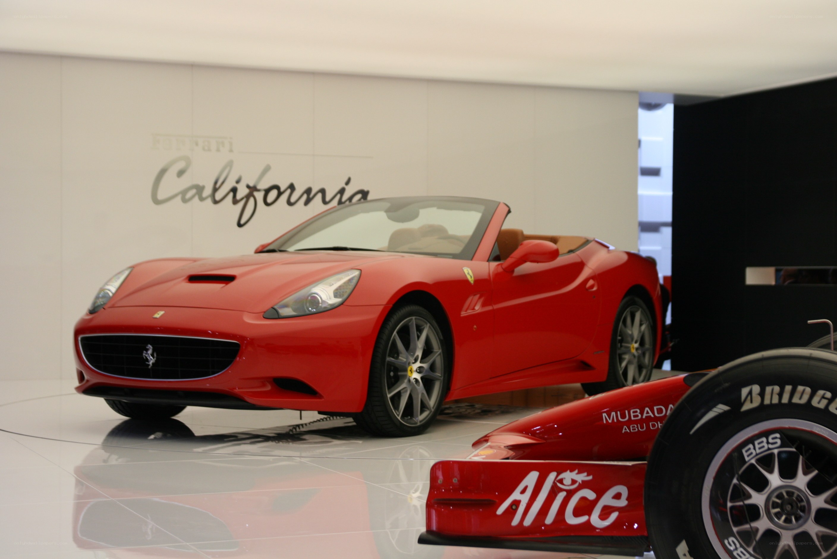 Red Ferrari California on display