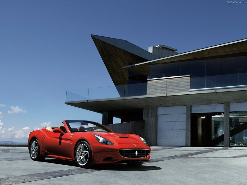 Red Ferrari California parked