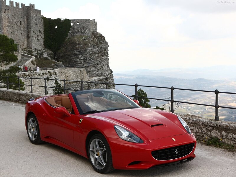 Red Ferrari California parked