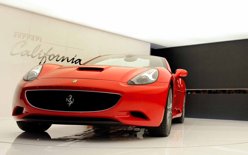 Red Ferrari California — Showroom, Photograph