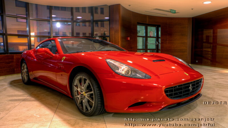 Red Ferrari Car — Dramatic, Night