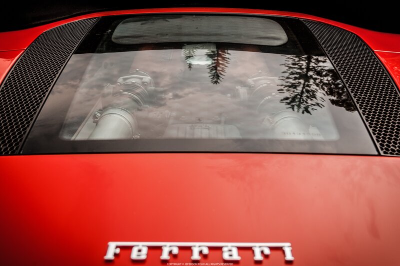 Red Ferrari Car — Dramatic, Photograph, Engine