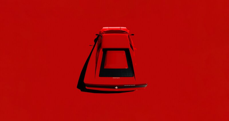 Red Ferrari Car — Dramatic, Photograph, Shadow
