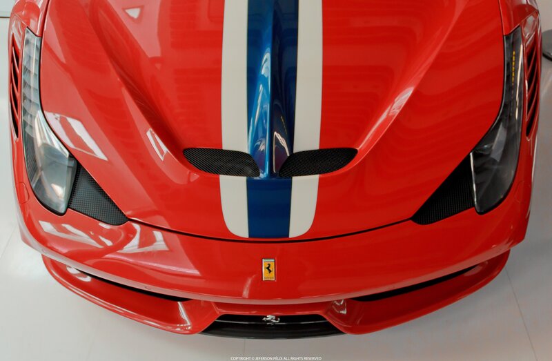 Red Ferrari Car — Dramatic, Photograph, Stripes