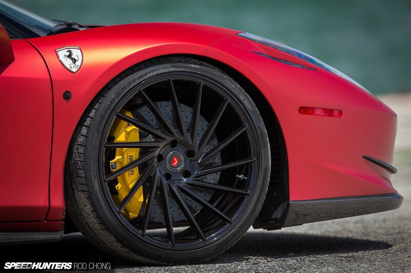 Red Ferrari Car Wheel — Dramatic, Afternoon