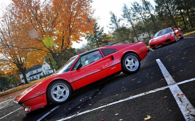 Red Ferrari Cars — Dramatic, Autumn