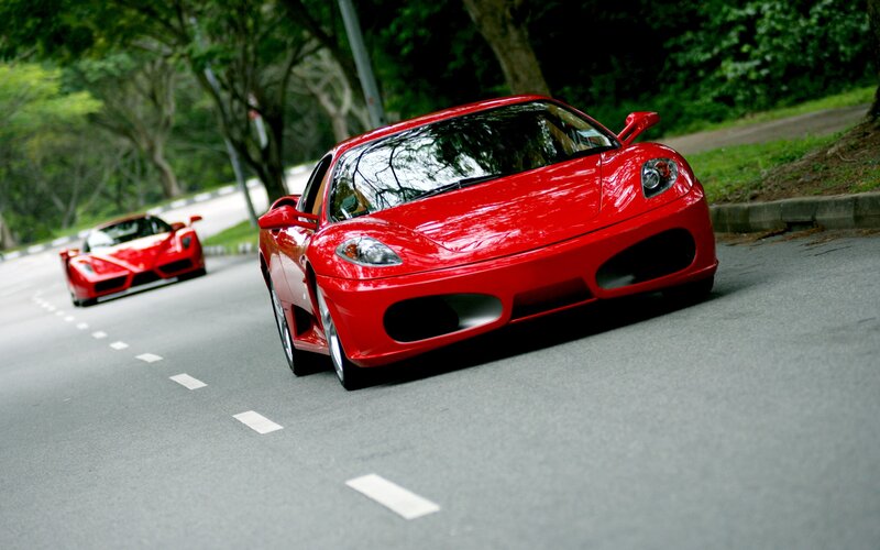 Red Ferrari Cars — Dynamic, Afternoon
