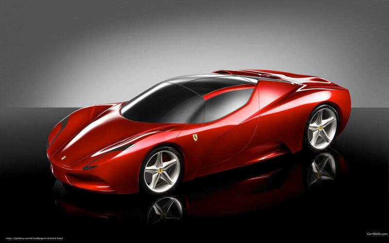 Red Ferrari Concept Car — Dramatic, 3d Render, Wheel, Windshield