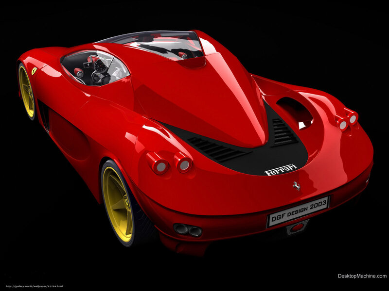 Red Ferrari Concept Car — Dramatic, 3d Render, Yellow Wheels