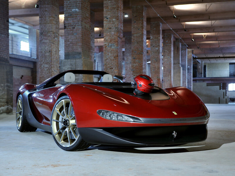 Red Ferrari Concept Car — Dramatic, Photograph, Helmet