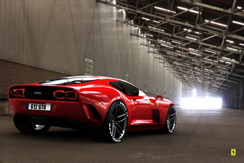 Red Ferrari Concept Car — Dramatic