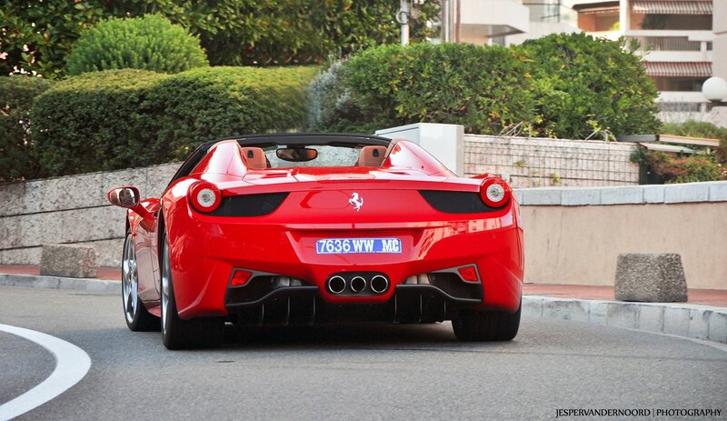 Red Ferrari Convertible — Calm, Afternoon, Photograph, Car, Hedge