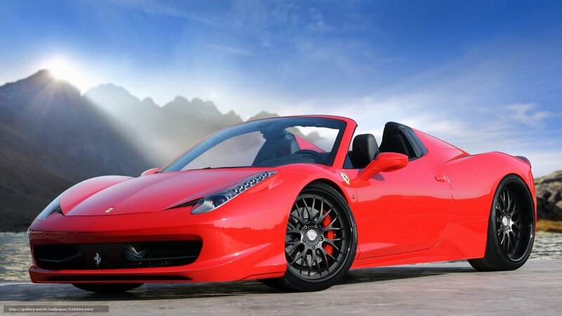 Red Ferrari Convertible — Dramatic, Morning