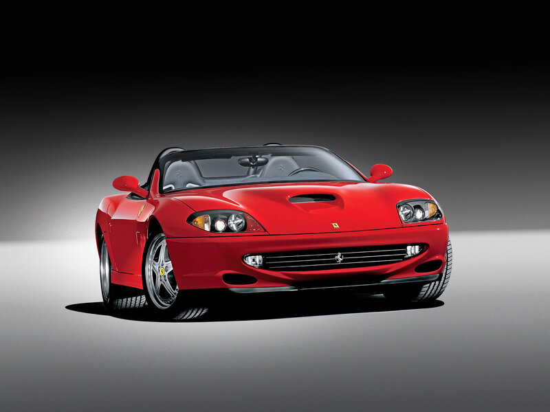 Red Ferrari Convertible — Dramatic, Photograph, Car, Headlights, Wheels