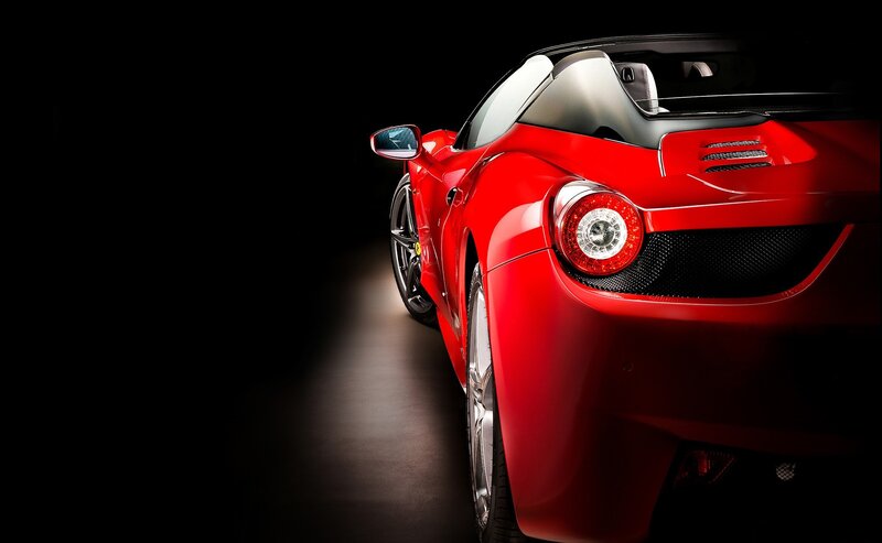 Red Ferrari Convertible — Dramatic, Photograph, Car, Taillight