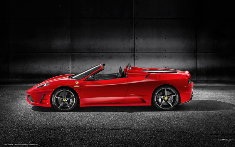 Red Ferrari Convertible — Dramatic, Photograph, Car, Wall, Floor