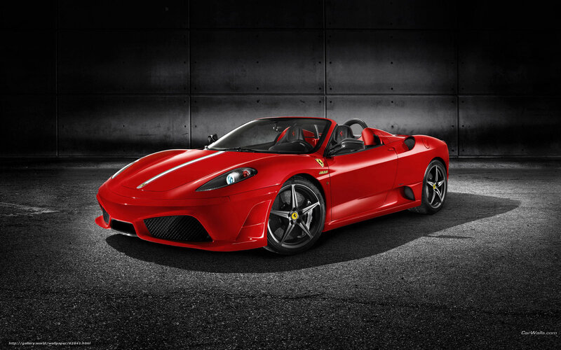 Red Ferrari Convertible — Dramatic, Photograph, Car, Wall